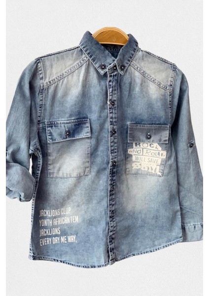 Mojo Erkek Çocuk 4-16 Yaş Cepli Kot Gömlek 20111 Mavi fırsatları