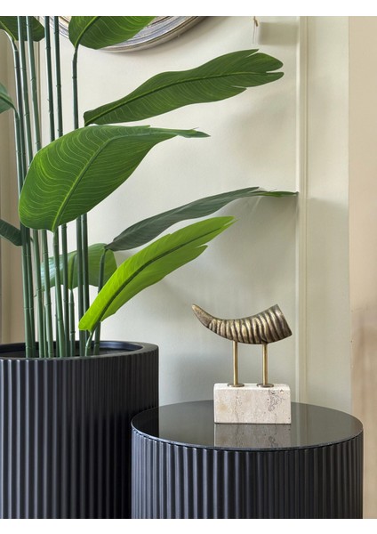 Traverten Detaylı Dekoratif Fil Dişi Obje