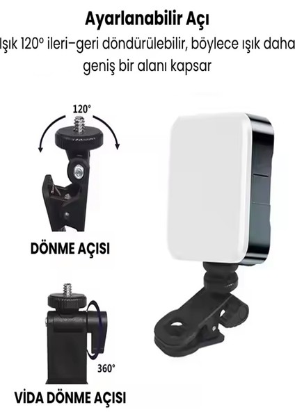 Rgb Mini Klipsli LED Işık | Ayarlanabilir Açı – Taşınabilir, Şarjlı, Cep Tipi Video ve Yayın Aydınlatma Lambası fırsatları