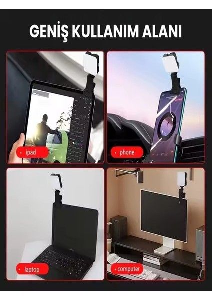 Rgb Mini Klipsli LED Işık | Ayarlanabilir Açı – Taşınabilir, Şarjlı, Cep Tipi Video ve Yayın Aydınlatma Lambası