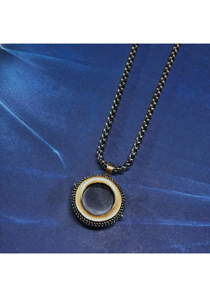 Camlı Açılır El Işçiliği 925 Ayar Gümüş Erkek Kolye fiyatları