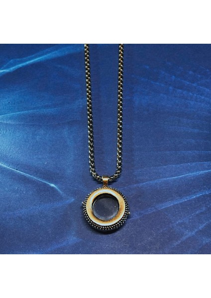 Camlı Açılır El Işçiliği 925 Ayar Gümüş Erkek Kolye modelleri