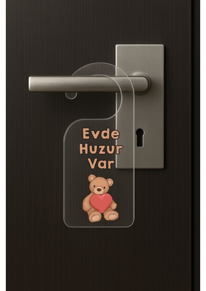 Baskılı Otel Oda Ev Daire Yatak Çocuk Odası Için Desenli Kapı Kolu Askısı Evde Huzur Var