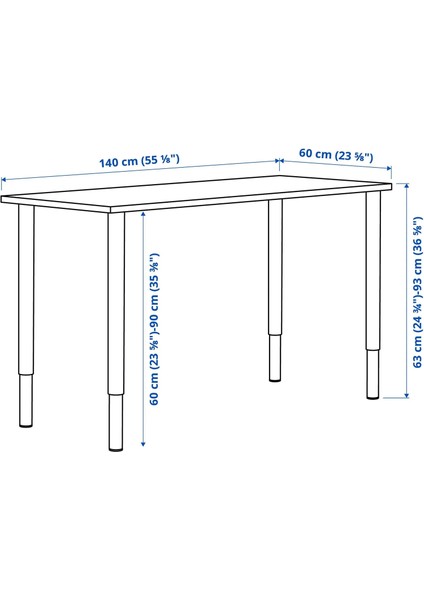 Lagkapten / Olov Çalışma Masası Beyaz 140 x 60 cm fiyatları