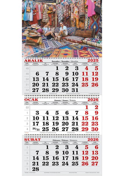 2026 Yılı Gemici Takvimi-Tarihi Halı Motifleri Satıcısı