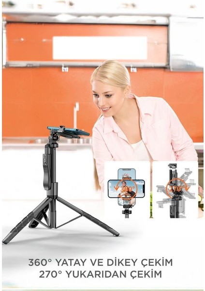 L17 Telefon - Kamera Tutucu Çok Amaçlı 1.8m Tripod (Selfie Çubuğu + Tripod) modelleri