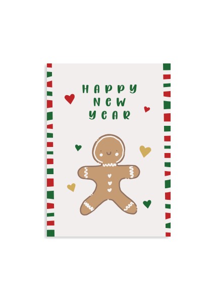 Happy New Year Yılbaşı Kurabiye Tebrik Kartı