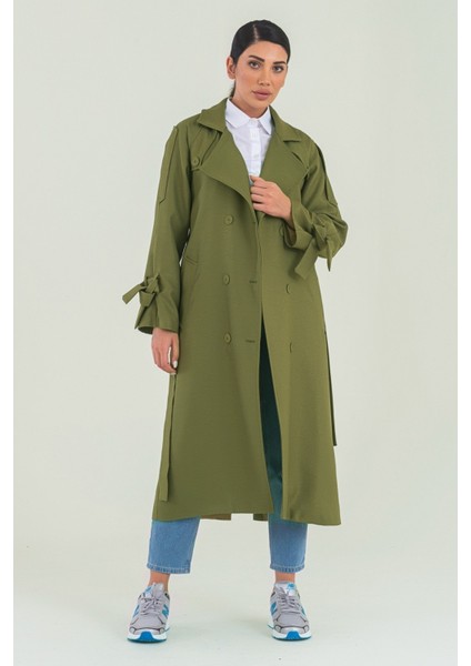 Şık Taş Rengi Düğmeli Trençkot – Rahat ve Modern Kesim fiyatları
