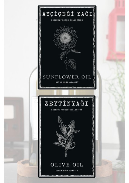 Zeytinyağı ve Ayçiçek Yağı Etiketi 2 Adet Yağdanlık Etiketi 7X10 cm Seçenekli