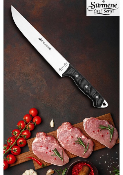Sürmene Serisi Mutfak Bıçak Et Ekmek Sebze Salata Bıçağı Siyah Verzalit Sap HDS-146