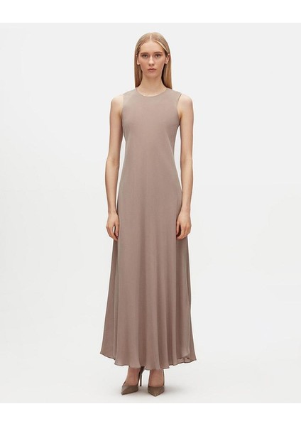 T25Y-4034 Mıssdalıda Verev Kesim Cupro Elbise