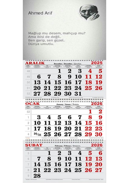2026 Yılı Gemici Takvimi-Ahmed Arif