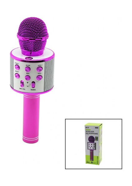 Wireless Mikrofon Karaoke - Hoparlör USB Şarjlı USB - Tf - Aux Renkli Krom Kaplama PİL:800MAH - Dc 5V Bls-25 (5324)