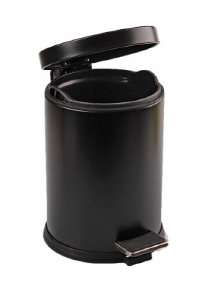 5lt Siyah Pedallı Metal Çöp Kovası (5324)