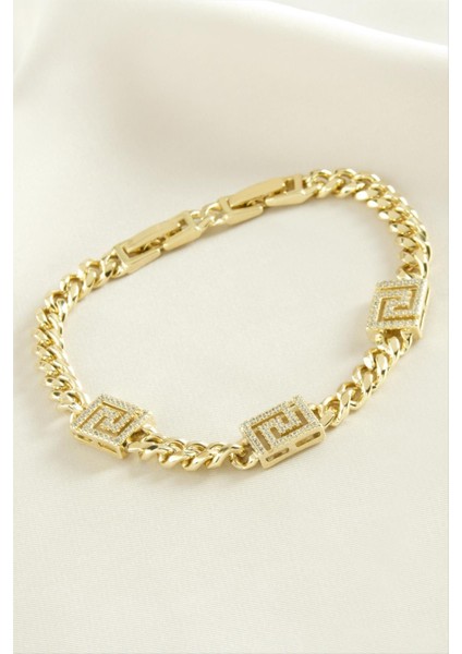 Xuping Labirent Zirkon Taşlı Lüks Çelik Bileklik