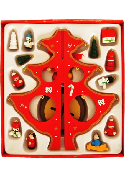 Yılbaşı Ahşap Dekor 20 cm -Çam Ağacı Kırmızı- modelleri