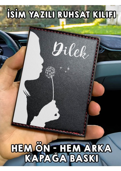 Polen Ön Arka Baskılı Oto Araç Ruhsat Kabı Kartlık Deri Isim Yazılı Kişiye Özel Cüzdan