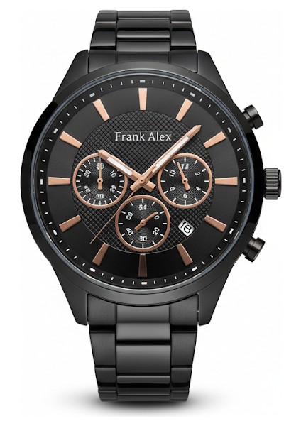 Erkek Kol Saati Siyah Renk, Takvimli Siyah Kadran - Şık Metal Kordon, 2 Yıl Garantili