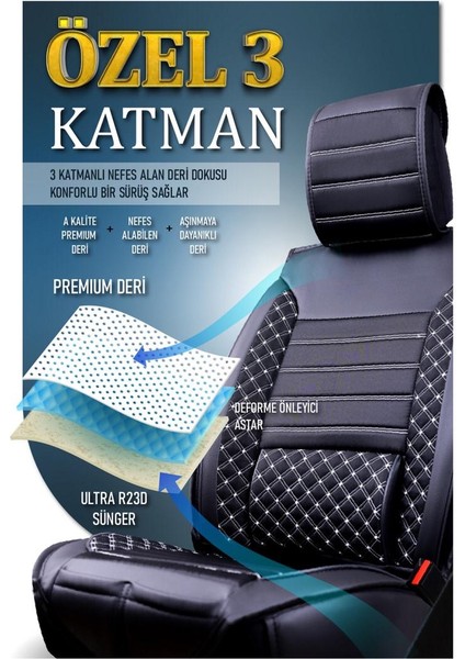 Jeep Cheroke Yeni Deri Oto Koltuk Kılıfı Ön Arka Set Plus Serisi Siyah Beyaz Scr fırsatları