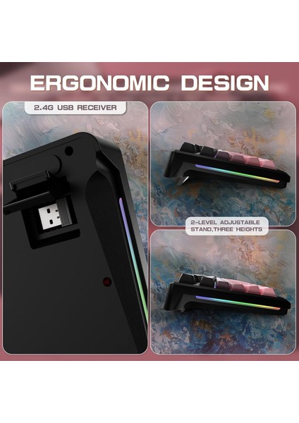 M96 Ofis Klavye Bluetooth/2.4g Kablosuz Oyuncu Klavye Işıklı USB Type-C Kablolu Şarjlı modelleri