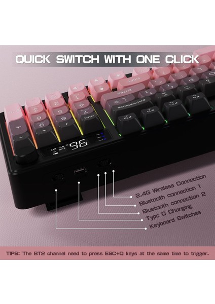 M96 Ofis Klavye Bluetooth/2.4g Kablosuz Oyuncu Klavye Işıklı USB Type-C Kablolu Şarjlı indirimleri