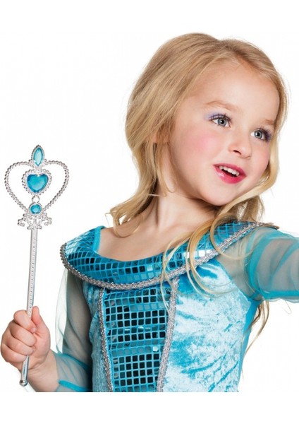 Mavi Renk Kalp Işlemeli Karlar Ülkesi Elsa Asası (5324)