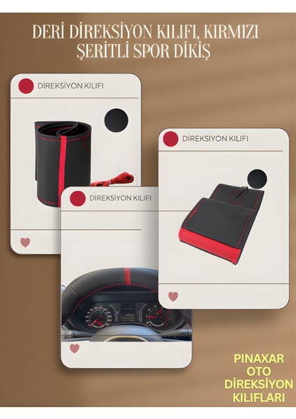 Subaru Xv Deri Direksiyon Kılıfı Prime Kalite, Kırmızı Şeritli Spor Dikiş fiyatları