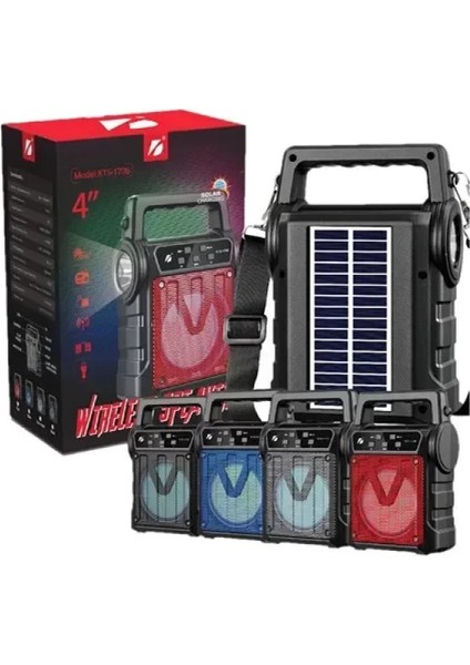 KTS-1706 Taşınabilir Güneş Enerjili Fenerli Bluetooth Hoparlör (5324)