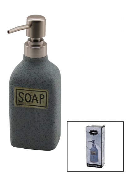 Dikdörtgen Gri - Mat Desen Seramik Sıvı Sabunluk (5324)