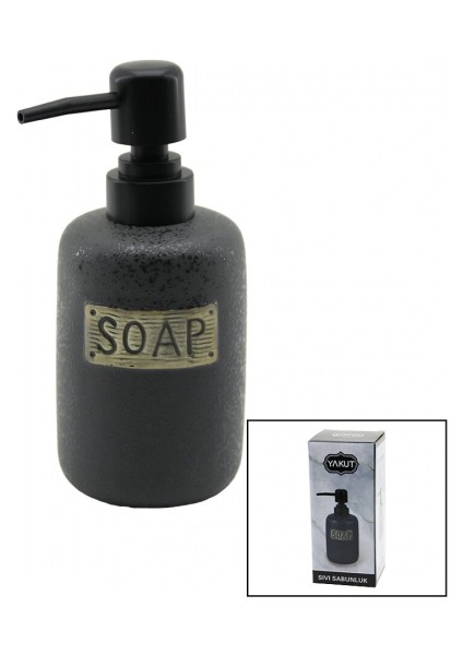 Kısa Antrasit Gri - Mat Desen Seramik Sıvı Sabunluk (5324)
