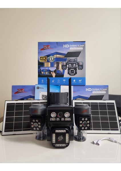 Ztech Z7 Plus 4 Kameralı 8mp E-Sim Çift Solar Panel | 4g Aov Ptz Kamera | Gece Renkli Görüş | Hieasy