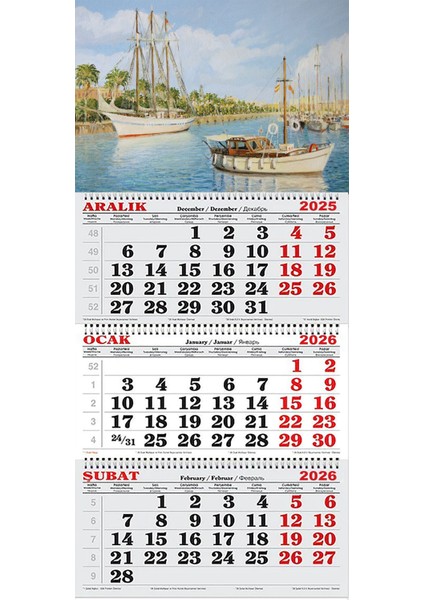 2026 Yılı Gemici Takvimi-Yağlı Tablo Gemi