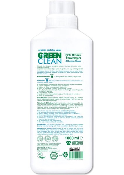 Bfs Green Clean Bitkisel Çok Amaçlı Temizleyici 1000 ml fiyatları