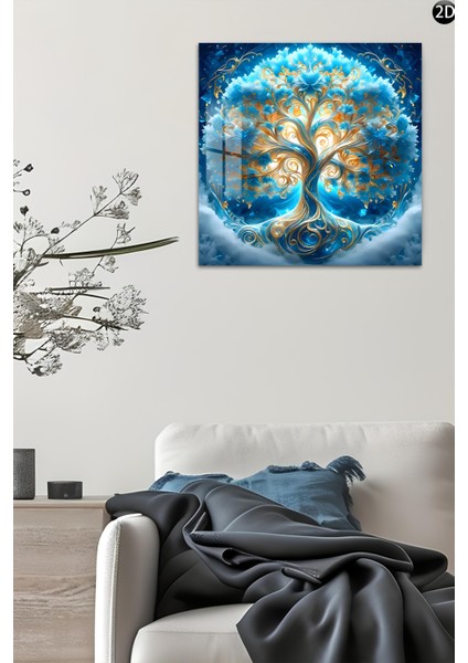 3D Görünümlü Temperli Cam Tablo – Altın Detaylı Hayat Ağacı Teması 33X33 cm Uv BASKI-CTK072 indirimleri