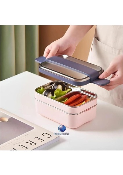 Lunch Box Çelik Gri-Mor Beslenme Kabı-Sefer Tası 1200 ml BL20183 fırsatları