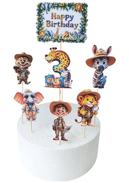Safari Pasta Süsü 3 Yaş | Safari Doğum Günü Konsepti | Safari Hayvanlari Temali Doğum Günü