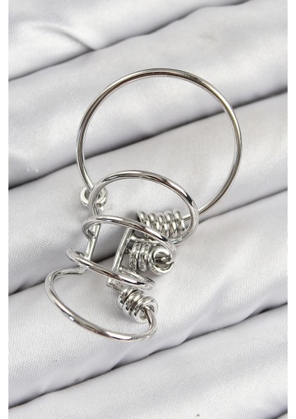 Bfs Pirinç Halkalı Model Gümüş Renk Kıkırdak Küpe