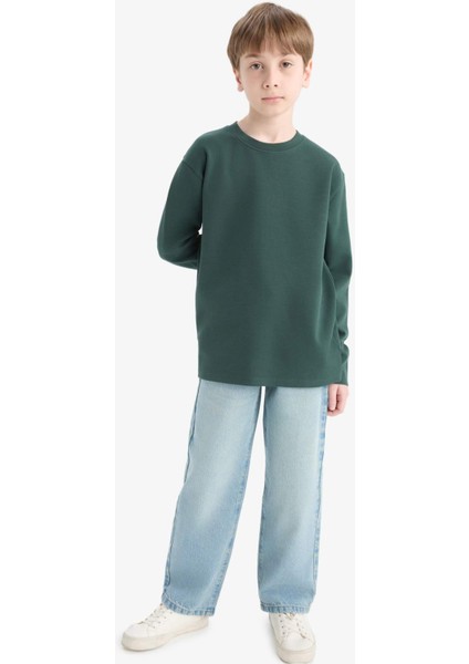 Erkek Çocuk Bisiklet Yaka Basic Düz Uzun Kollu Okul Tişörtü E9661A825AU fiyatları