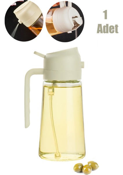 Çok Amaçlı Cam Sprey Şişe -Yağdanlık Limon Sirke Sos Püskürtücü, Sızdırmaz Yağlık Krem 600 ml