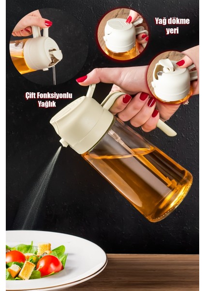 Çok Amaçlı Cam Sprey Şişe -Yağdanlık Limon Sirke Sos Püskürtücü, Sızdırmaz Yağlık Krem 600 ml fiyatları