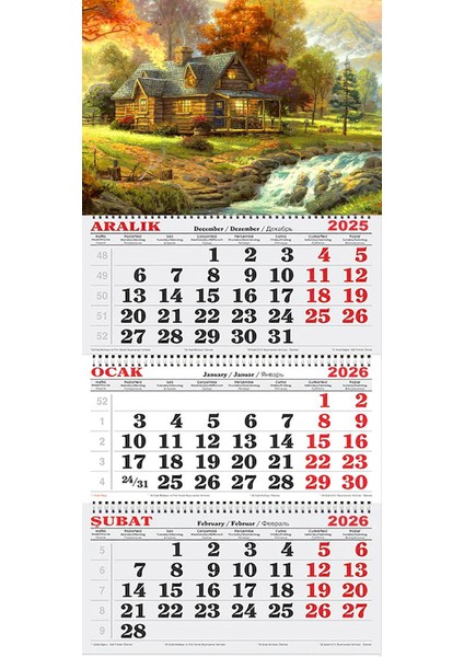 2026 Yılı Gemici Takvimi-Sıcak Bir Kış Masalı–kır Evi Temalı Takvim