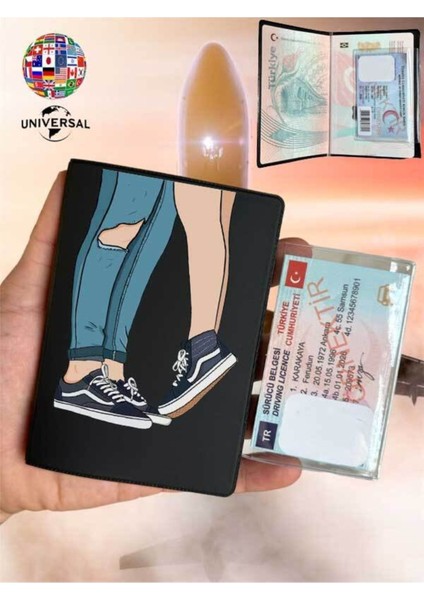 Sevgililer Desenli Pürüzsüz Yüzey Deri Pasaport Kılıfı Kabı Tüm Ülke Pasaportlarına Uygun fiyatları