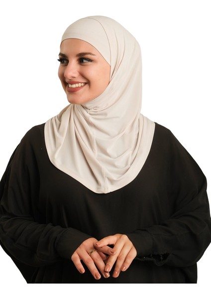 Bej Pratik Hazır Geçmeli Boru Boneli Ikili Tesettür Eşarp Sandy Düz 2501_12 fiyatları