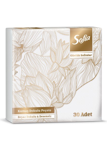 Kumaş Dokulu Peçete Beyaz 30'lu 3 Adet