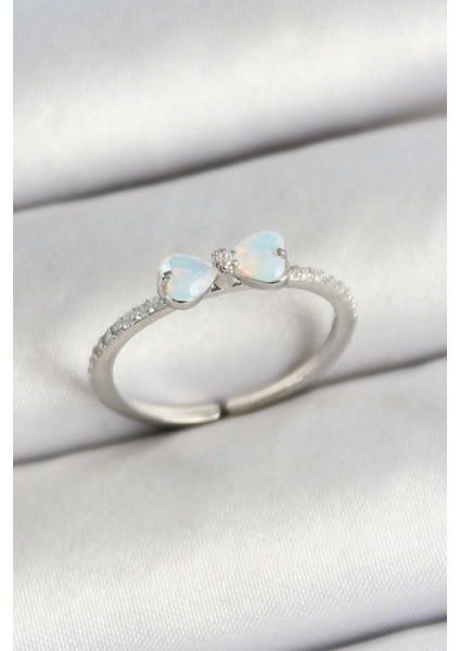 Bfs Pirinç Fiyonk Figürlü Zirkon Taşlı Gümüş Renk Ayarlanabilir Kadın Yüzük