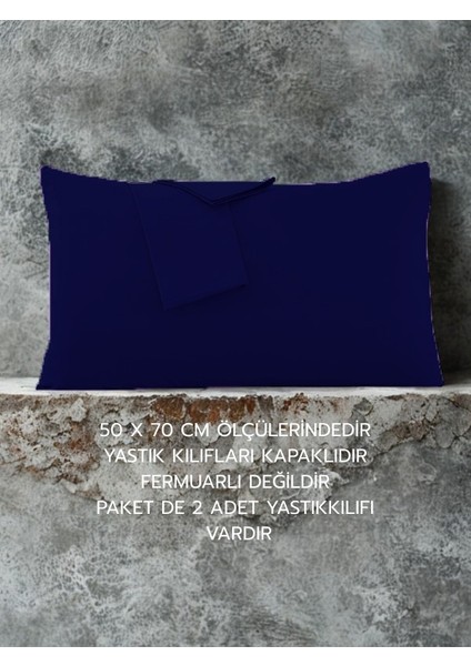 Pamuklu Düz Kumaştan Kapaklı Yastık Kılıfı 2 Adet