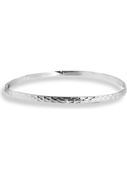 Desenli Ince Gümüş Ajda Bilezik