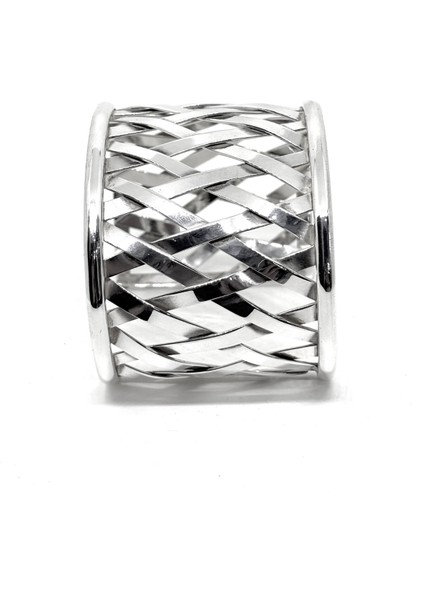 Kalın Gümüş Örgü Sanatı Bilezik