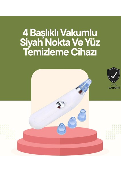 USB Destekli 4 Başlıklı Siyah Nokta Vakum Cihazı – Gözenek Temizleyici ve Cilt Yenileyici Bakım Aleti