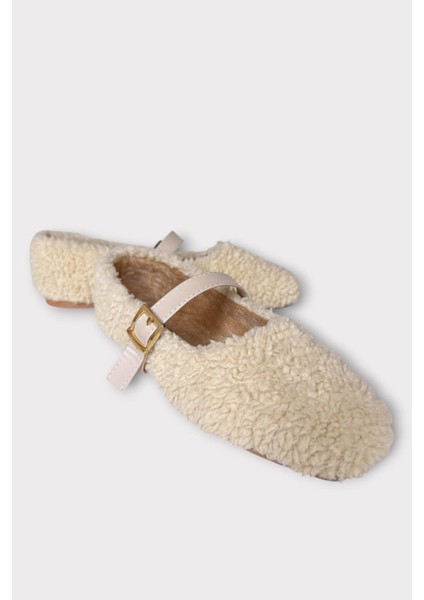 Yumuşak Peluş Ses Yapmaz Hafif Taban Kemerli Kadın Ev Babeti Panduf Krem indirimleri